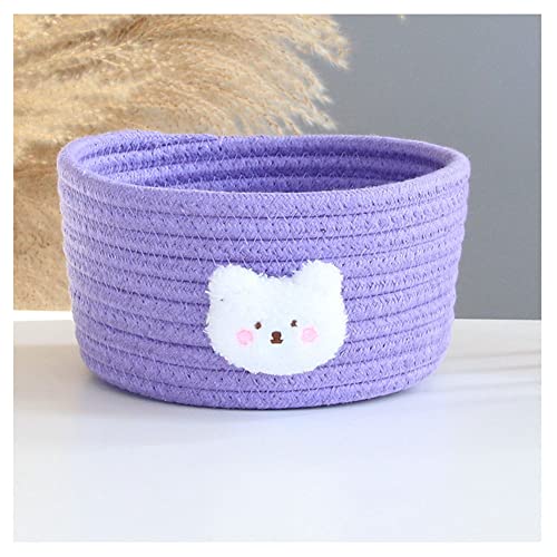 SHTGOI Cesta de almacenamiento de cuerda de algodón tejida, cesta de almacenamiento, cesta de almacenamiento, cesta trenzada para oficina, dormitorio, 20,5 x 10 cm, color morado
