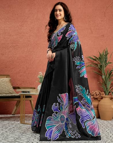 Image of SIRIL Women's Cotton Printed Saree with Unstitched Blouse Piece