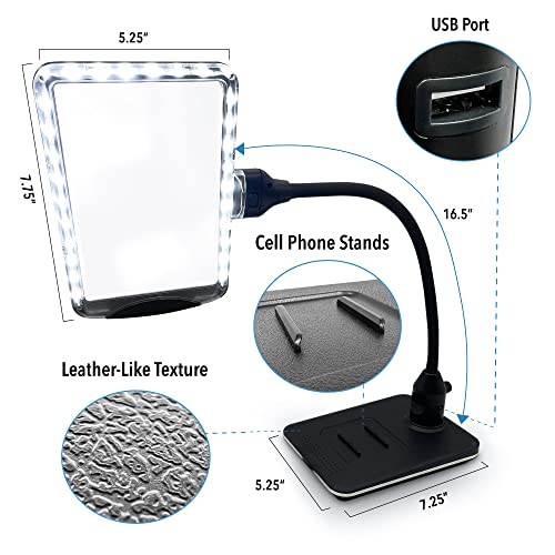 Magnipros 4X Magnifying Glass With Bright Leds And Stand, Flexible Gooseneck Magnifying Desk Lamp W/Usb Fast Charge & Tablet Stands For Reading Fine Print, Painting, Sewing, Crafts & Close Work #TOP1