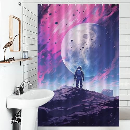 Rideau de douche astronaute lavable et imperméable en polyester de qualité - 6