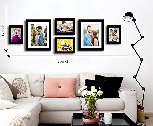 Image of Art Street Effortless Set of 6 Individual Black Fiber Wood Wall Photo Frames