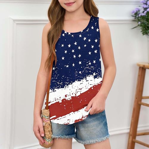 American Flag Tank Tops for Girls 4th of July Graphic Vest Patriotic Summer Sleeveless Shirts Independence Day Tops3