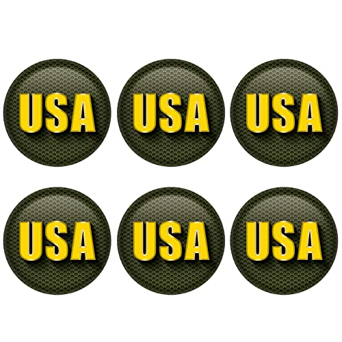 Beistle 6 Piece America USA Pinback Button Badge Pins for 4th of July Patriotic Decorations Independence Day Party Supplies and Favors, 2", Dark Green/Yellow