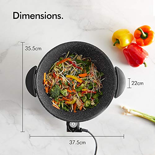 VonShef Electric Wok Non-Stick – 5L Electric Frying Pan with Lid, Multicooker Skillet, 4 Adjustable Temperature Controls up to 230°C, Cool Touch Handles & Detachable Power Cord – 1400W - Image 7