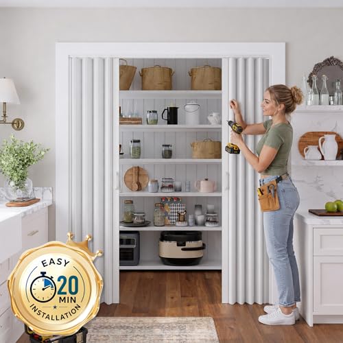 Image of SmartStandard 72x80in Double Accordion Doors Interior, Double Walled, White