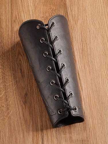HAQUIL Medieval Faux Leather Wrist Guard, Adjustable Viking Bracer, Norse Symbol Arm Guard for Costume and LARPs (1 Piece)4