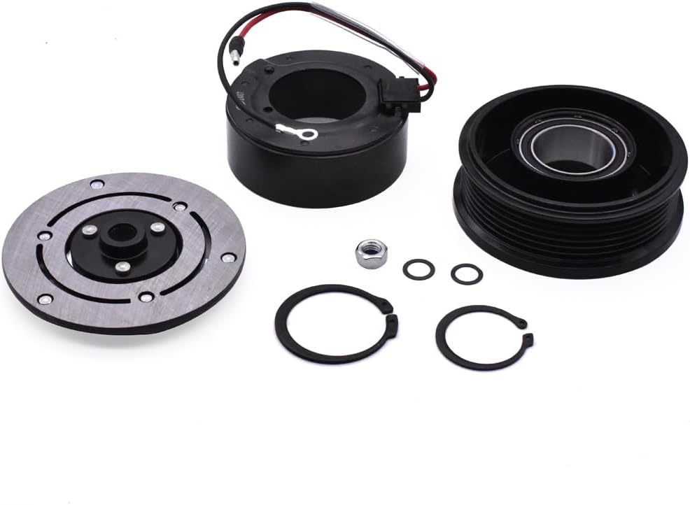 A/C Compressor Clutch Kit with Pulley Coil Plate Fit for Buick Rainier Chevy Trailblazer EXT GMC Envoy XL XUV Isuzu Ascender Oldsmobile Bravada Saab 9-7x 2002-2009 L6 4.2L