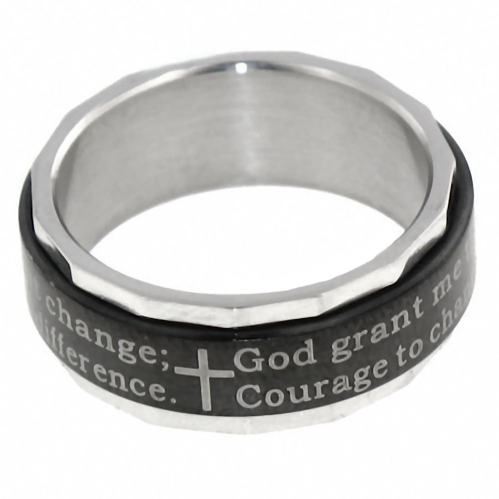 1000 Jewels Serenity: Serenity Prayer Inscribed Fashion Spinner Band Ring 316 Stainless Steel, 3258B