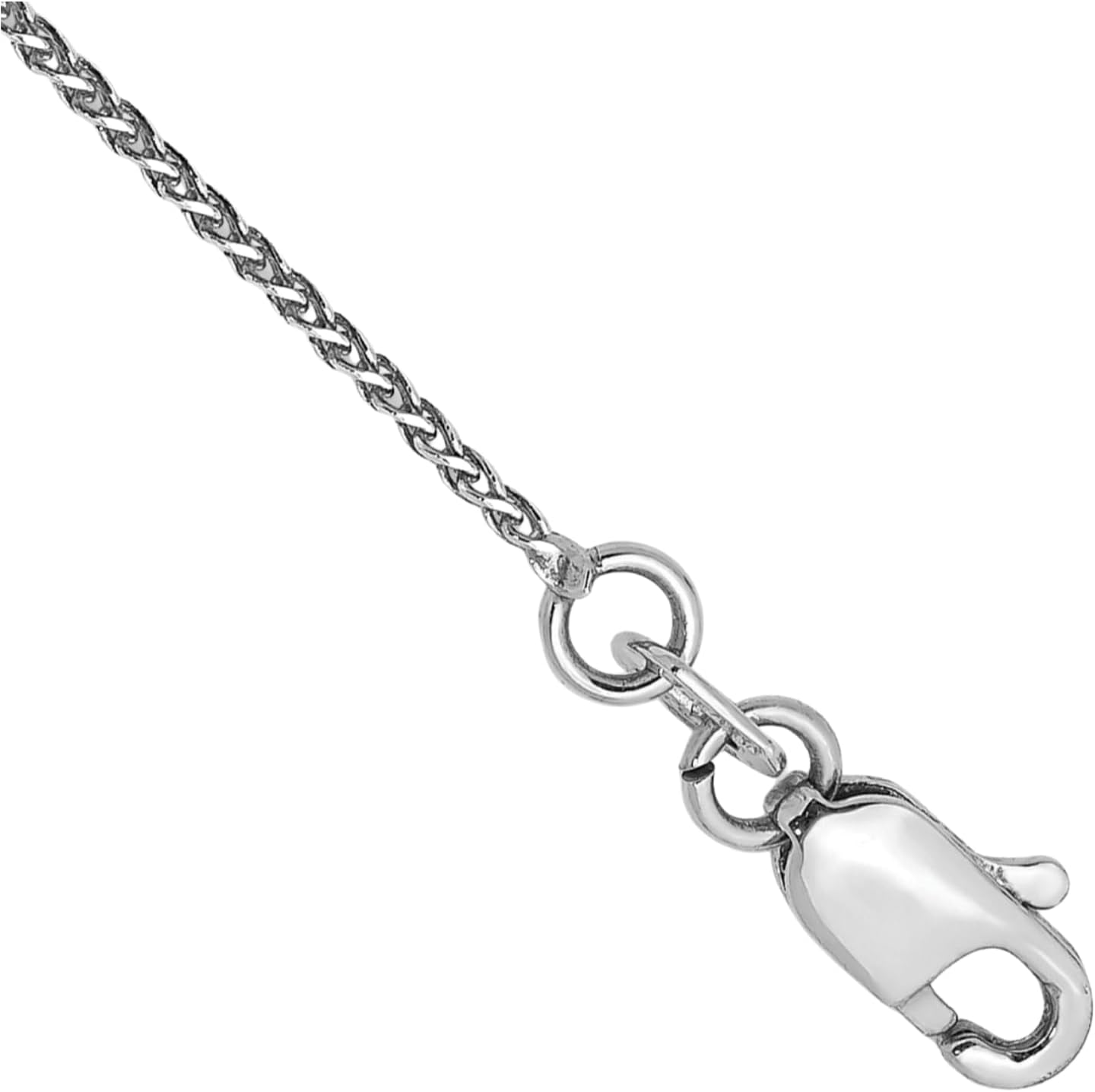 IceCarats 14K Solid White Gold 1.05mm Dainty Wheat Chain Spiga Link Bracelet Diamond Cut