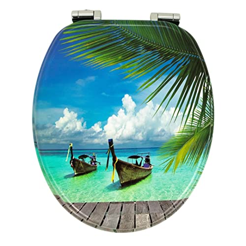 OGOMONDO Sedile Wc Copri Water Universale Frizionato Colorato Fantasia MDF Chiusura Rallentata