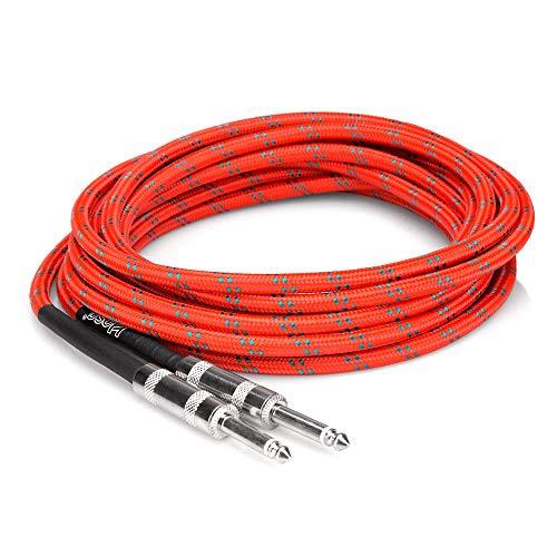 Hosa 3Gt-18C3, Cloth Guitar Cable, Hosa Straight To Same, 18 Ft, Rd/Gn
