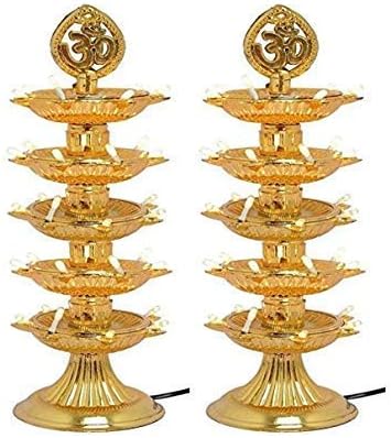 MAHA Pack 30% More Lighter 5 Layer s for Pooja Room Electric Diya Deepak Light Pooja Diya Light Mandir Diya for Home Temple Decor Electric Diya (Pack of 1) J@11