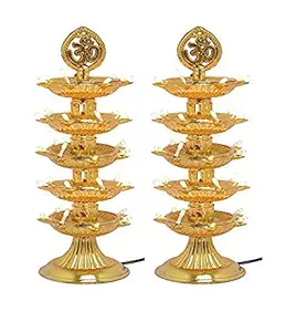 MAHA Pack 30 % More Lighter 5 Layer Lamps for Pooja Room Electric Diya Deepak Light Pooja Diya LED Light Mandir Diya for Home Temple Decor Electric Diya (Pack of 1)U@36
