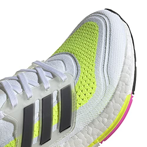 Adidas Ultraboost 21 Running Shoe, White/Black/Solar Yellow, 4 Us Unisex Big Kid #TOP6