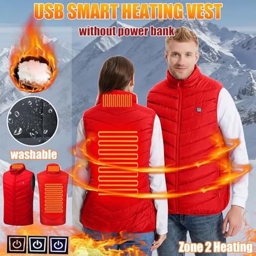 Image of Heated Vest Women and Men USB Rechargeable Heated Vests Stand Collar Packable down Puffer Heating Vest Outerwear