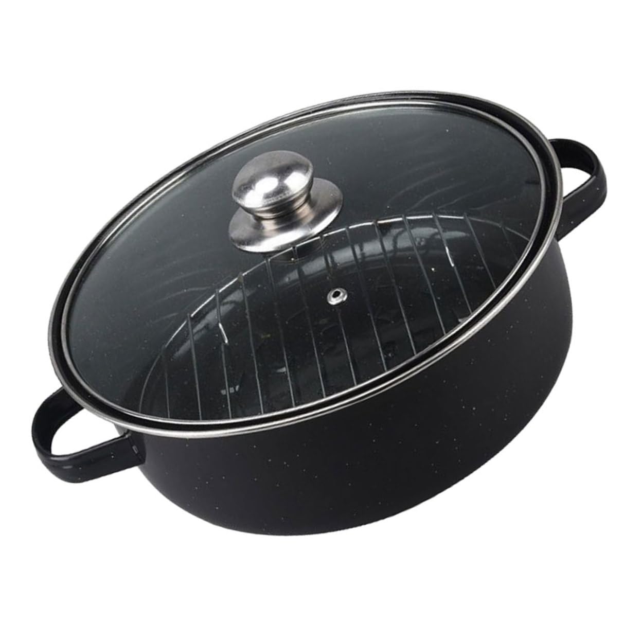 VANZACK Convenient Multi Function Roasting Pan with Lid Daily Use Cooking Pot for Sweet Potatoes and More Durable Design with Double Handles for Safe Cooking and Easy