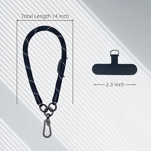 Miniatura 6 de Correa de muñeca para teléfono celular, correa de muñeca para teléfono celular alrededor de la mano con parche de cordón (negro reflectante)
