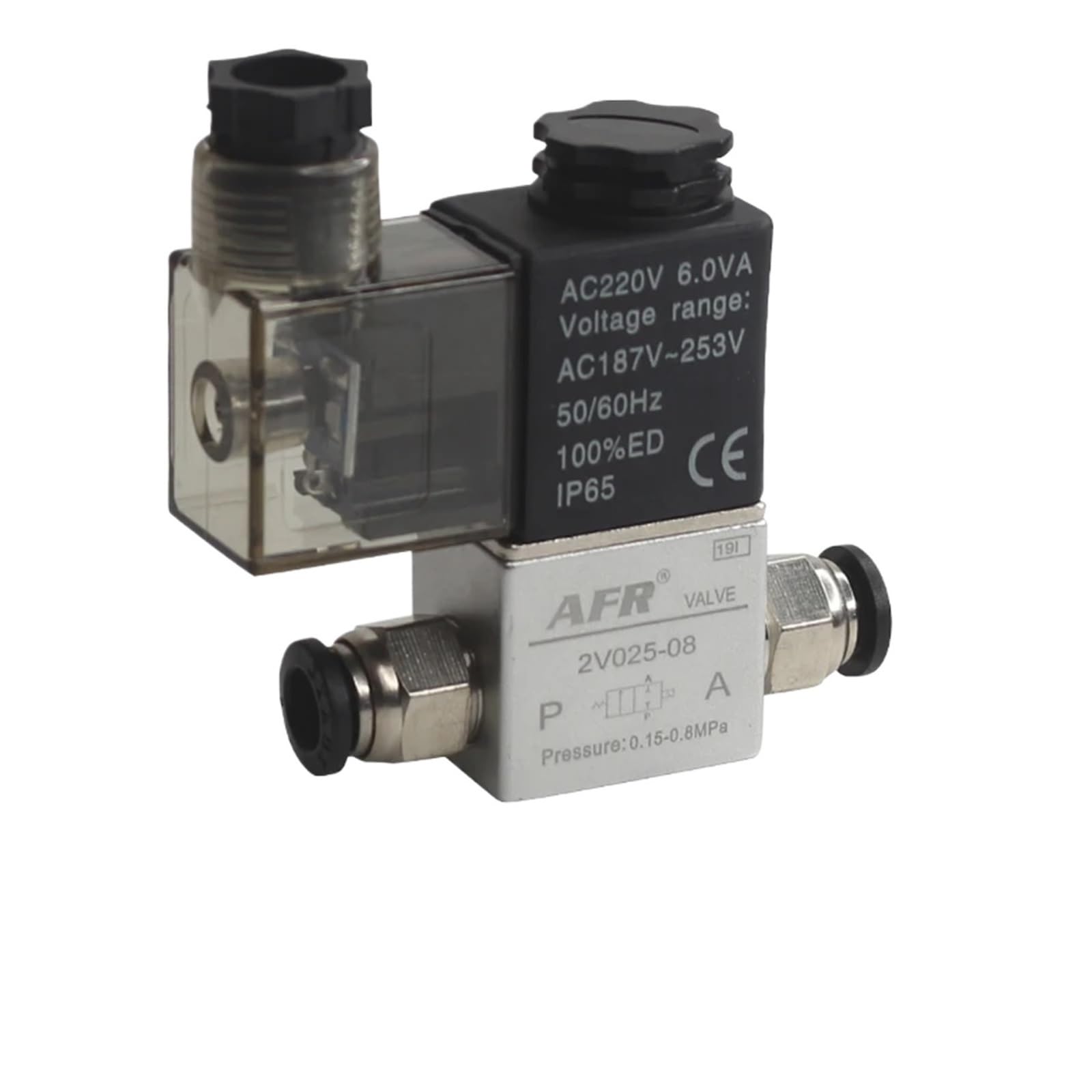 Électrovanne pneumatique AC220V pour stopper les fuites d'air en circuit 6mm
