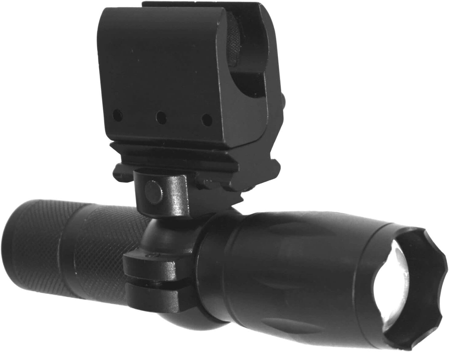 Trinity Flashlight with Black Mount Compatible with Mossberg 590a1 Pump 12 Gauge Single Rail Adapter.