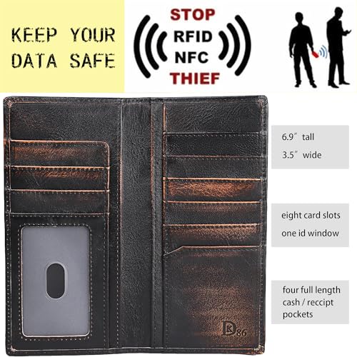 DK86 USA Flag Long Wallet For Men Full Grain Leather with Hand Burnished Rfid Blocking Rodeo Wallet Bifold Wallet American Flag Wallet3