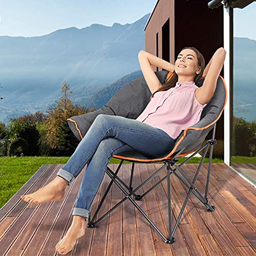 Outdoor Living Suntime Leisure Moon Folding Camping Saucer Chair, Oversize Padded Portable Stable Comfortable Folding Sofa Chair For Camping, Hiking, Carry Bag(Orange) #TOP1