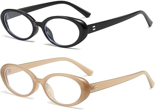 Miniatura 8 de JOVAKIT Lentes ovalados con bloqueo de luz azul para mujeres y hombres, estilo vintage de los años 90, estilo retro ovalado