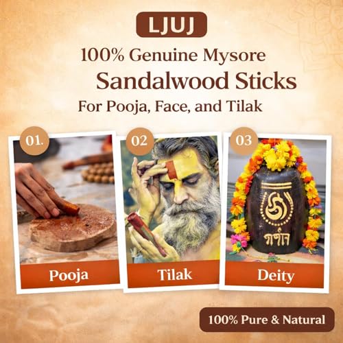 Image of Certified Premium Mysore Sandalwood Stick Pure Original | Lab Tested Chandan Lakdi Original | A Grade | 100% Natural Chandan for Skincare, Face Pack, Tilak & Puja Rituals (250 Grams)