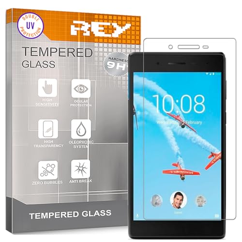 REY Protector de Pantalla para Tablet Lenovo Tab 7 Essential 7304F 7304F7 73024F, Cristal con Doble Protección UV, Vidrio Templado Premium 9H+