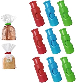 Bag Clips, New Chip Clips Bag Cilps Food, Reusable Grocery Cilps, Snack Bread Closure Clip, Food Clpis for Bas Plastic (9 Pcs)