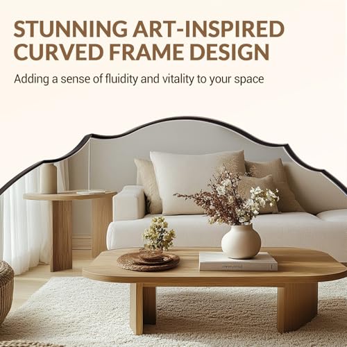 Image of ANDY STAR Brushed Bronze Scalloped Oval Bathroom Vanity Mirror 24x36