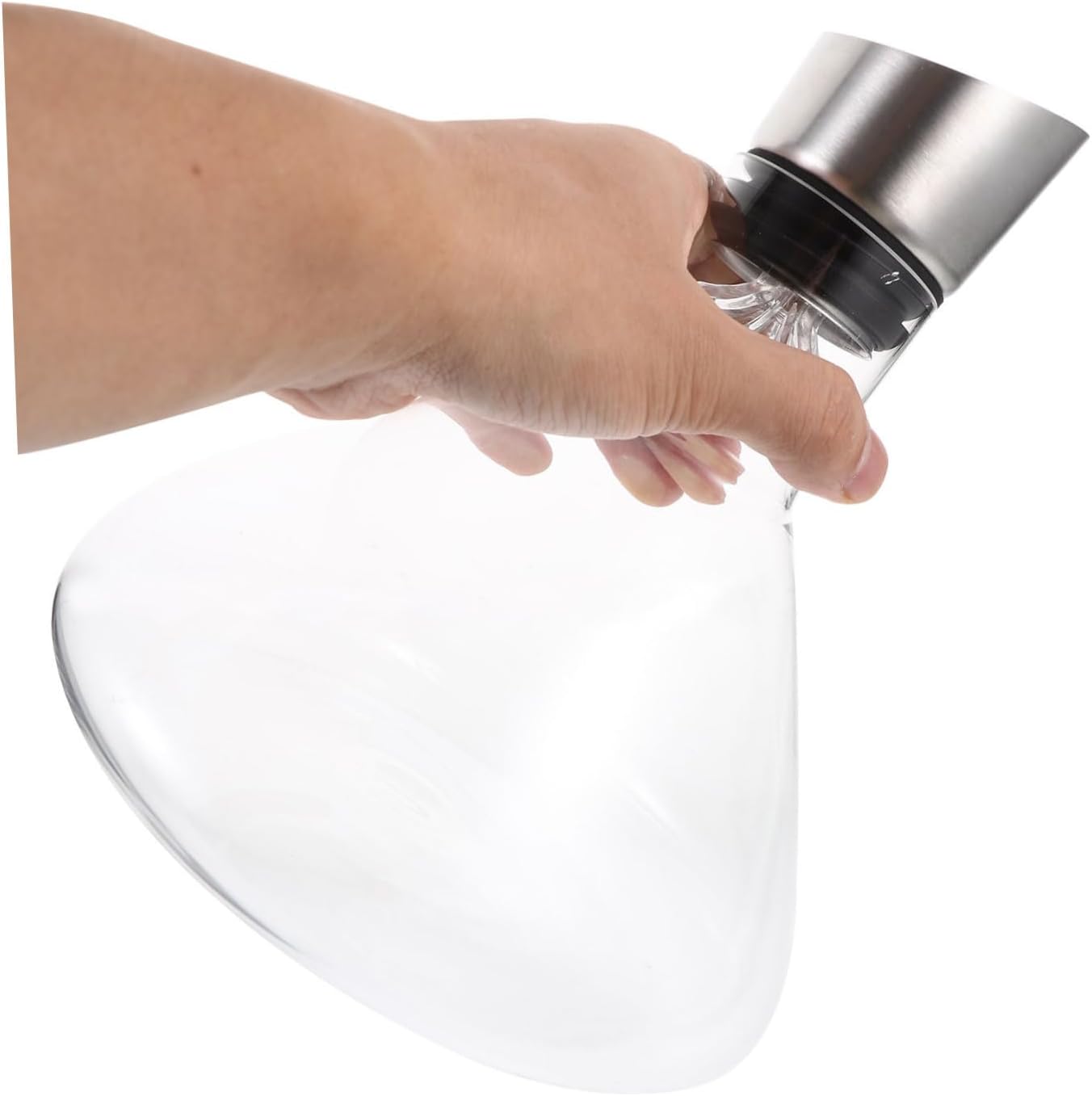 ERINGOGO Glass Wine Decanter with Fast Aeration and Large Opening Design Clear Transparent Glass Pourer for Mellow Flavor Enhancement Space Saving Simple Structure Easy to Use and Carry