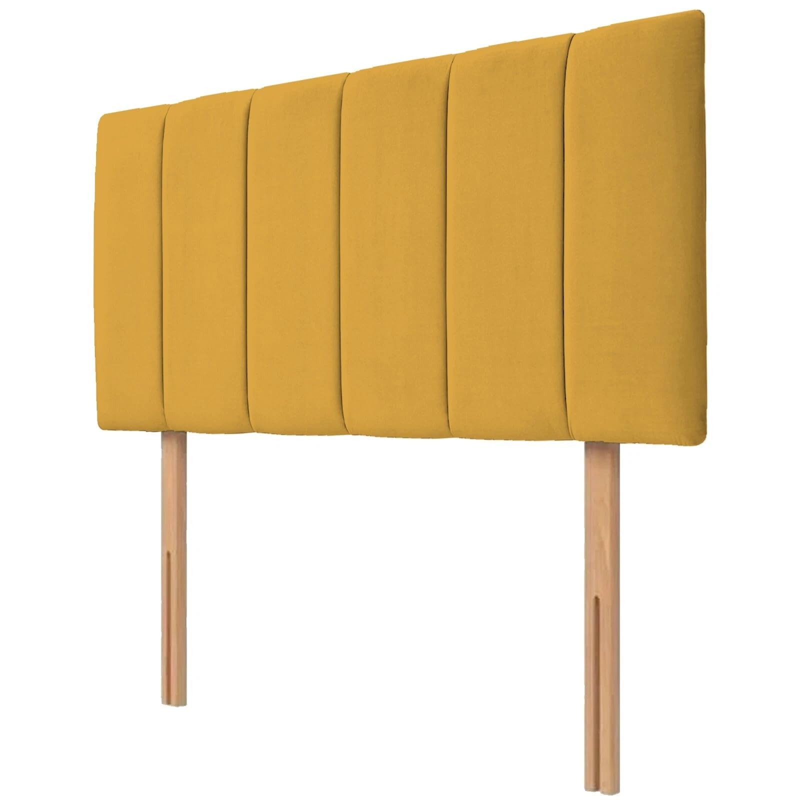 NK Velvet Upholstered Headboard for Divan Beds – 20-Inch Lined, Extra Padded Plush Headboard with Struts – Luxury Bedroom Furniture (Mustard, 3ft Single)
