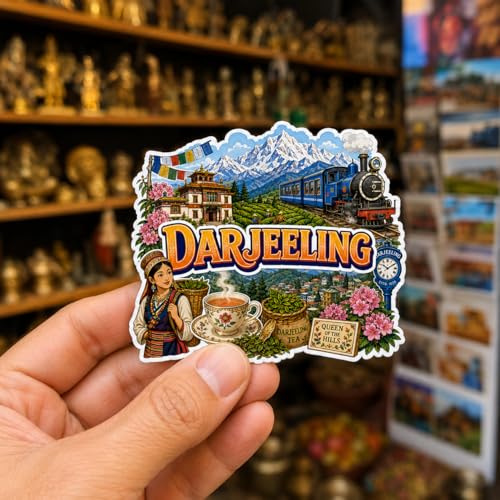 Image of Zesta Wooden Fridge Magnets Set | Refrigerator Decor Magnets for Kitchen | India Souvenir Fridge Magnet Collection | Wooden Magnet for Fridge Door Decoration (Darjeeling)