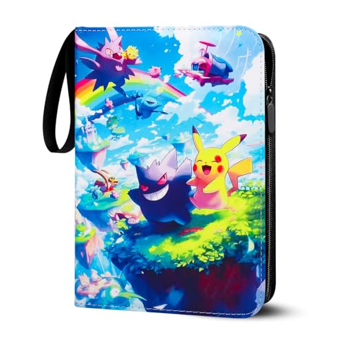 Álbum de recortes para tarjetas Pokemon, 400 tarjetas, álbum de 4 bolsillos, 50 páginas, carpeta de carpeta, carpeta de alta calidad, resistente al agua, colección de tarjetas de poliuretano, regalo