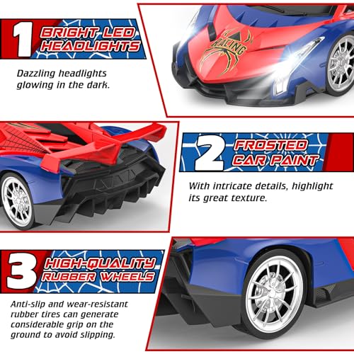 Growsland Remote Control Car for Kids, RC Cars for Boys Kids 1:18 Electric Vehicle Toy Car Hobby Racing Car Toys with Lights & Controller, Birthday Gift for 3 4 5 6 7 8 9 Year Old Boys Girls - Image 3