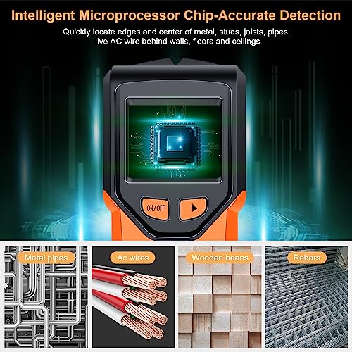 Stud Finder Wall Scanner - 5 In 1 Stud Detector With Intelligent Microprocessor Chip And Hd Lcd Display, Stud Sensor Beam Finders For The Center And Edge Of Wood Ac Wire Metal Joist Pipe (Yellow) #TOP3