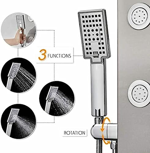 Sistema de columna de ducha de acero inoxidable con cabeza de ducha tipo lluvia y 6 funciones con jets para el cuerpo miniatura 6