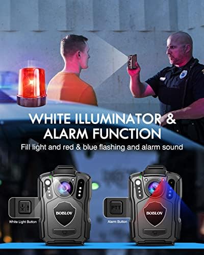 BOBLOV M5 2K Body Camera for Security with Sound, 128GB Police Body Worn Camera, IP67 Waterproof, 4200mAh Battery with 15Hrs Recording(1080P), 1440P/40M HD Body Camera, 170° Angle for Law Enforcement