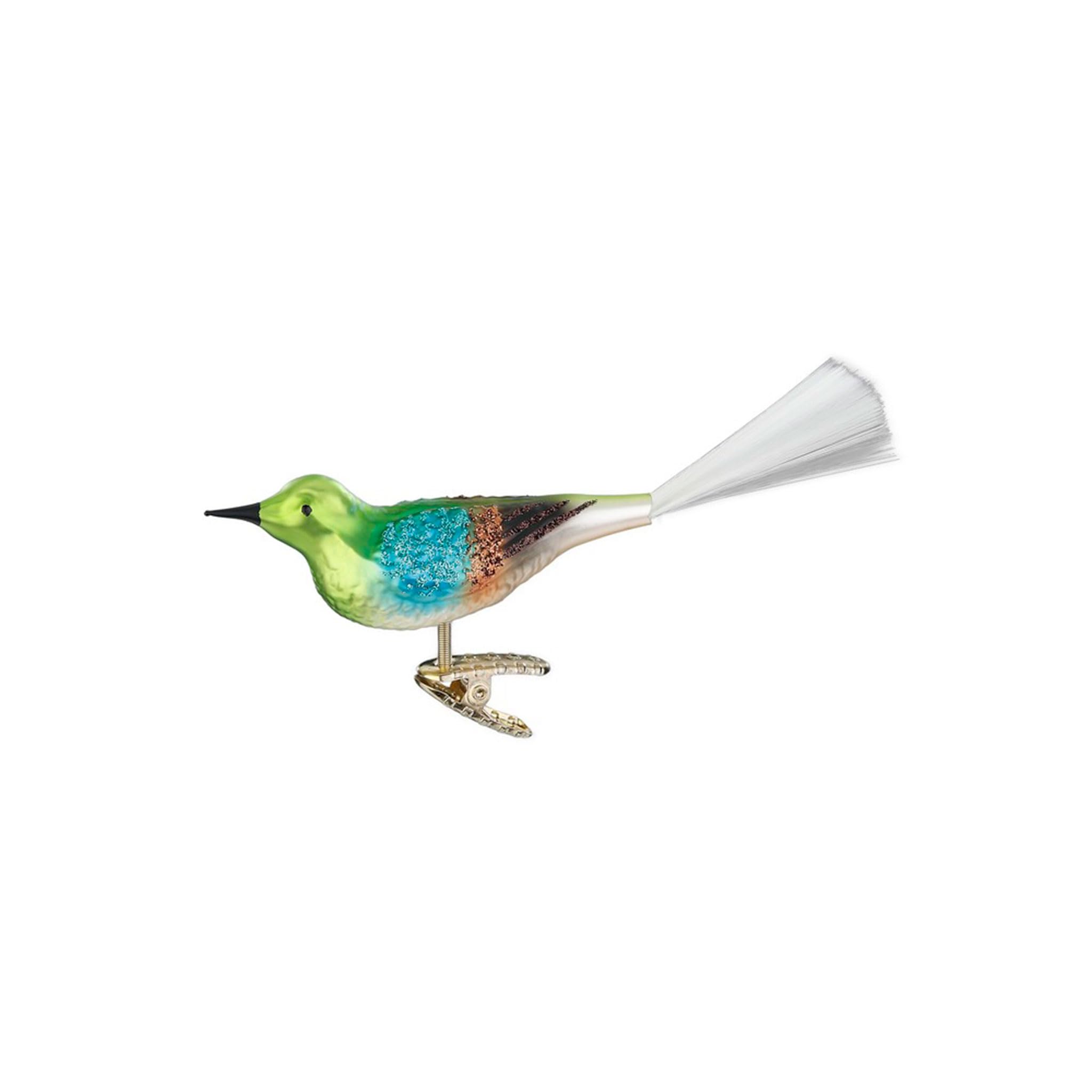 Pájaro con clip navideño de cristal pintado a mano, el detalle perfecto para regalar