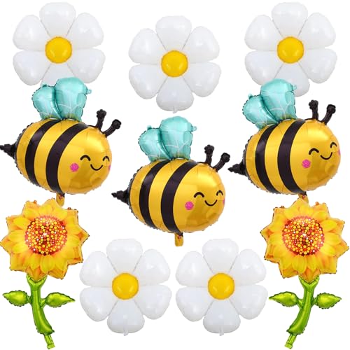 Bee Balloons Set, Daisy Foil Balloons Sunflower Flower Balloon for Baby Shower Supplies, Bee Birthday Decor