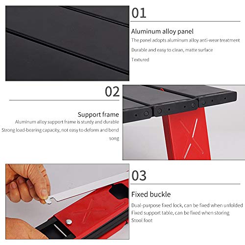 BIGBIGFAMILY Mini mesa dobrável para uso ao ar livre, liga de alumínio resistente com bolsa de armaz