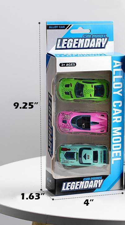 Miniatura 4 de 1 juego de 3 mini vehículos deportivos de carreras de juguete, cuerpo de metal fundido a presión, regalos de cumpleaños, recuerdos de fiesta,