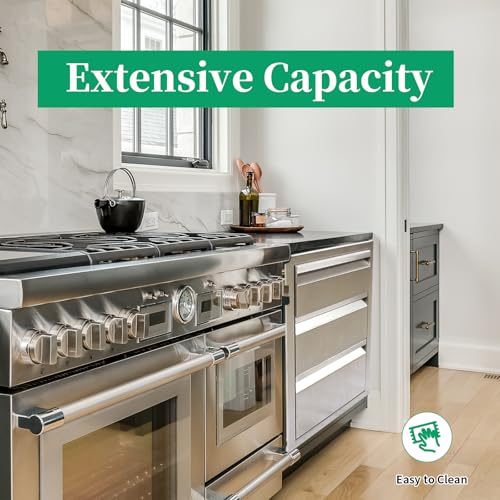Image of Outdoor Kitchen Drawers 14 inch W x 21 inch H x 23 inch D Stainless Steel Triple Drawers with Hidden Handle for BBQ Island, Patio Grill Station & Outdoor Kitchen Cabinets
