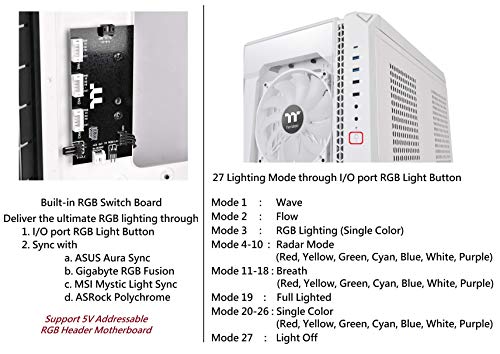 Thermaltake View 51 Snow Motherboard Sync Argb E-Atx Full Tower Gaming Computer Case With 2 200Mm Argb 5V Motherboard Sync Rgb Fans + 140Mm Black Rear Fan Pre-Installed Ca-1Q6-00M6Wn-00, White #TOP2