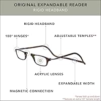 Vista 29 de Clic Lentes de lectura magnéticos para hombres o mujeres, lectores de computadora, originales expandibles (M-XL, negro, aumento de 1.75)