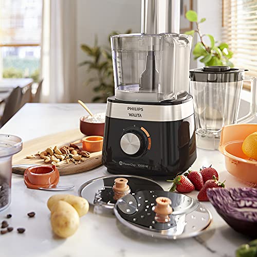 Philips Walita Multiprocessador PowerChop 1000, Preto, Recipiente com capacidade de 1,5 litros, Duas