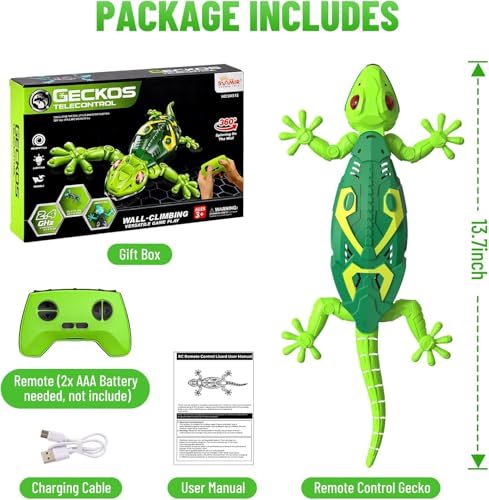Image of Famello Remote Control Robot Lizard | 360 Rotation, Low Noise, LED Lights | Fun Wall Crawler Prank Toy for Kids Ages 4+