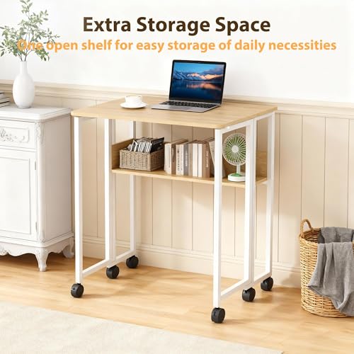 Table pliante de 80 cm GarveeLife avec étagère, bureau informatique mobile - 6