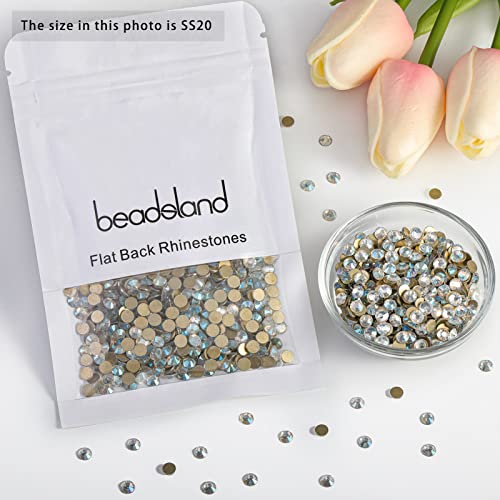 Image of Beadsland 1440 Pieces Flat Back Rhinestones, Nail Crystals Rhinestones for Nails, Blue Moonlight, SS20 (4.6-4.8 mm)