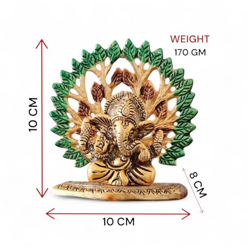 Image of KridayKraft Elegant Mini Ganesh Murti - Divine Lord Ganesh Idol for Home & Office Decor, Intricately Designed Pooja Statue & Spiritual Showpiece for Living Room, Bedroom, Temple (Golden)